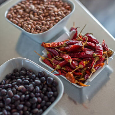 Dried chili pepper in a plate